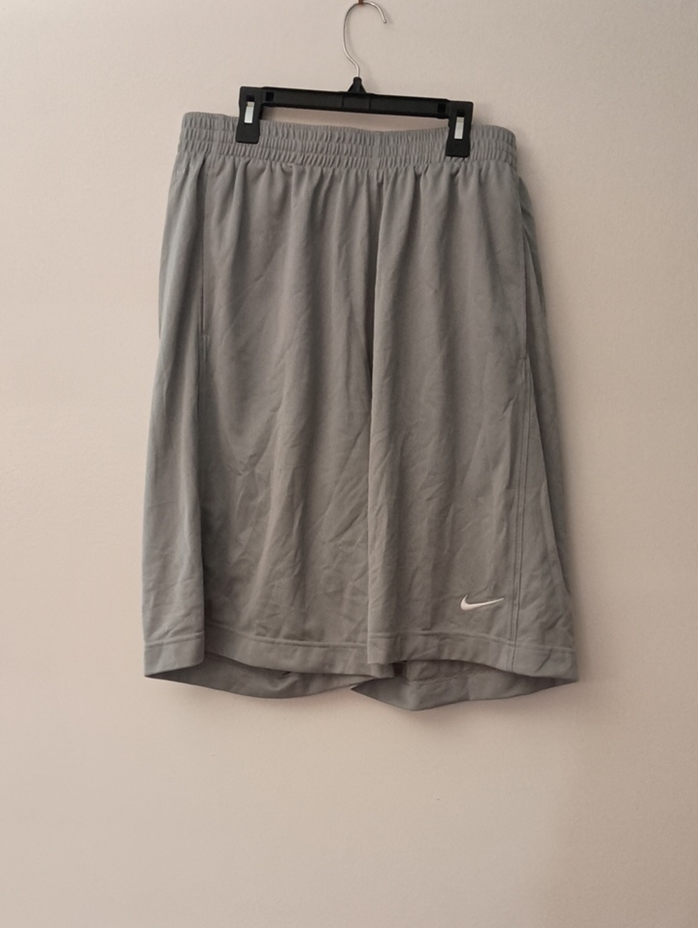 Nike Men's Light Gray Athletic Shorts with White Swoosh